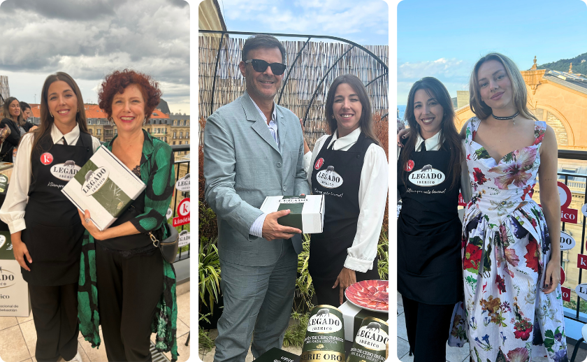Ester Expósito y otras artistas en el Festival de Cine de San Sebastián con cortadora de jamón Legado Ibérico